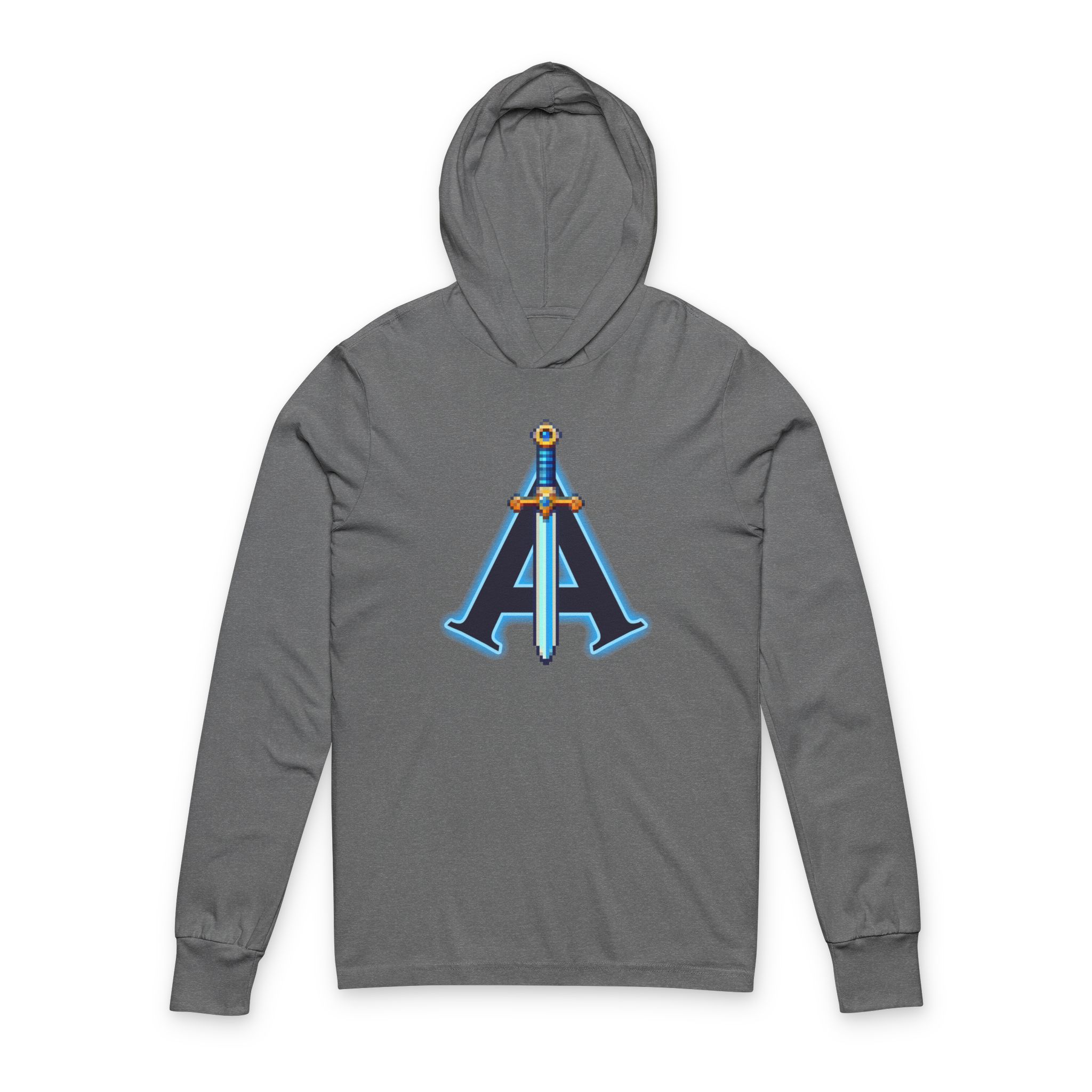 Arcade Abyssal Pixel Sword Hooded Long Sleeve Tee - Image 9