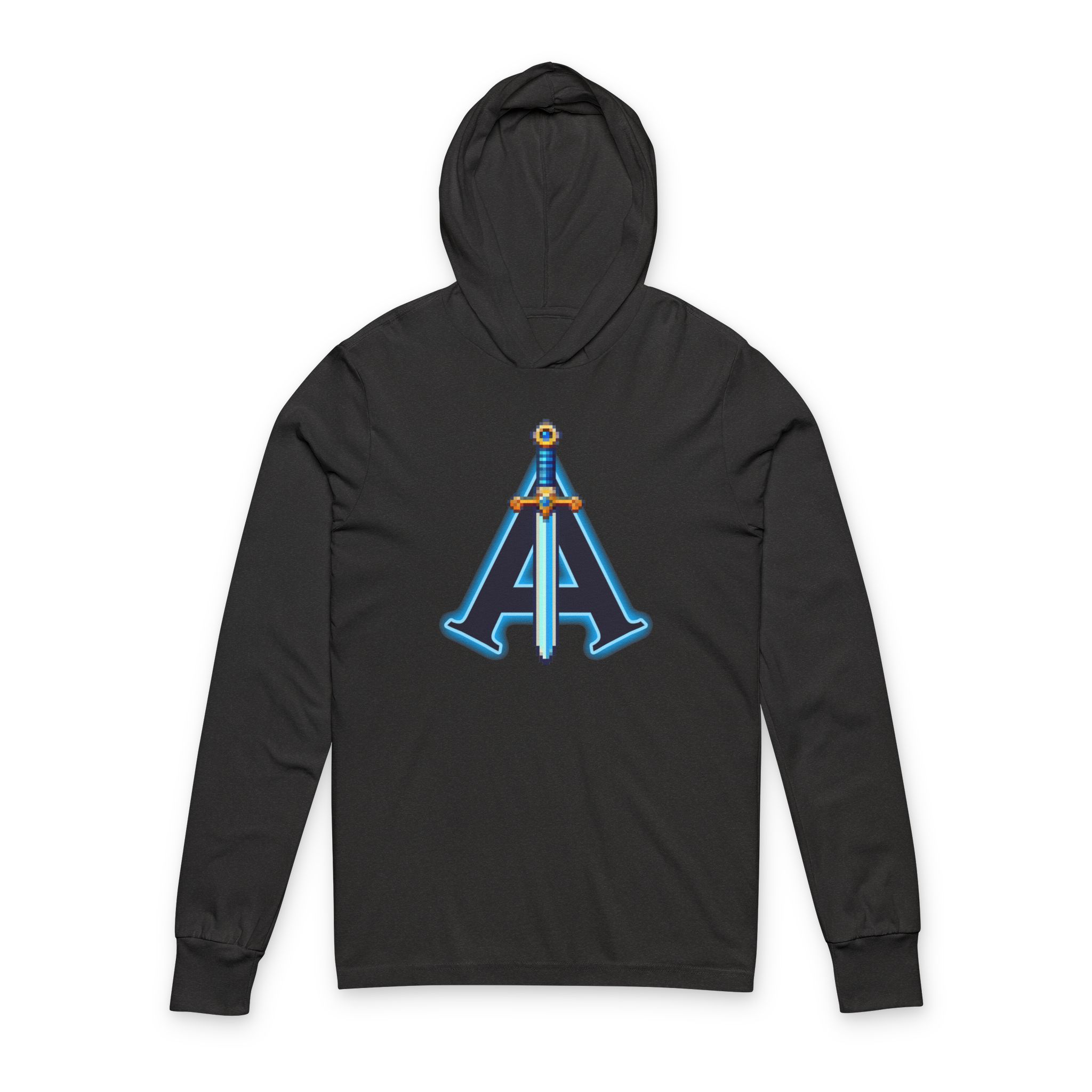 Arcade Abyssal Pixel Sword Hooded Long Sleeve Tee - Image 7
