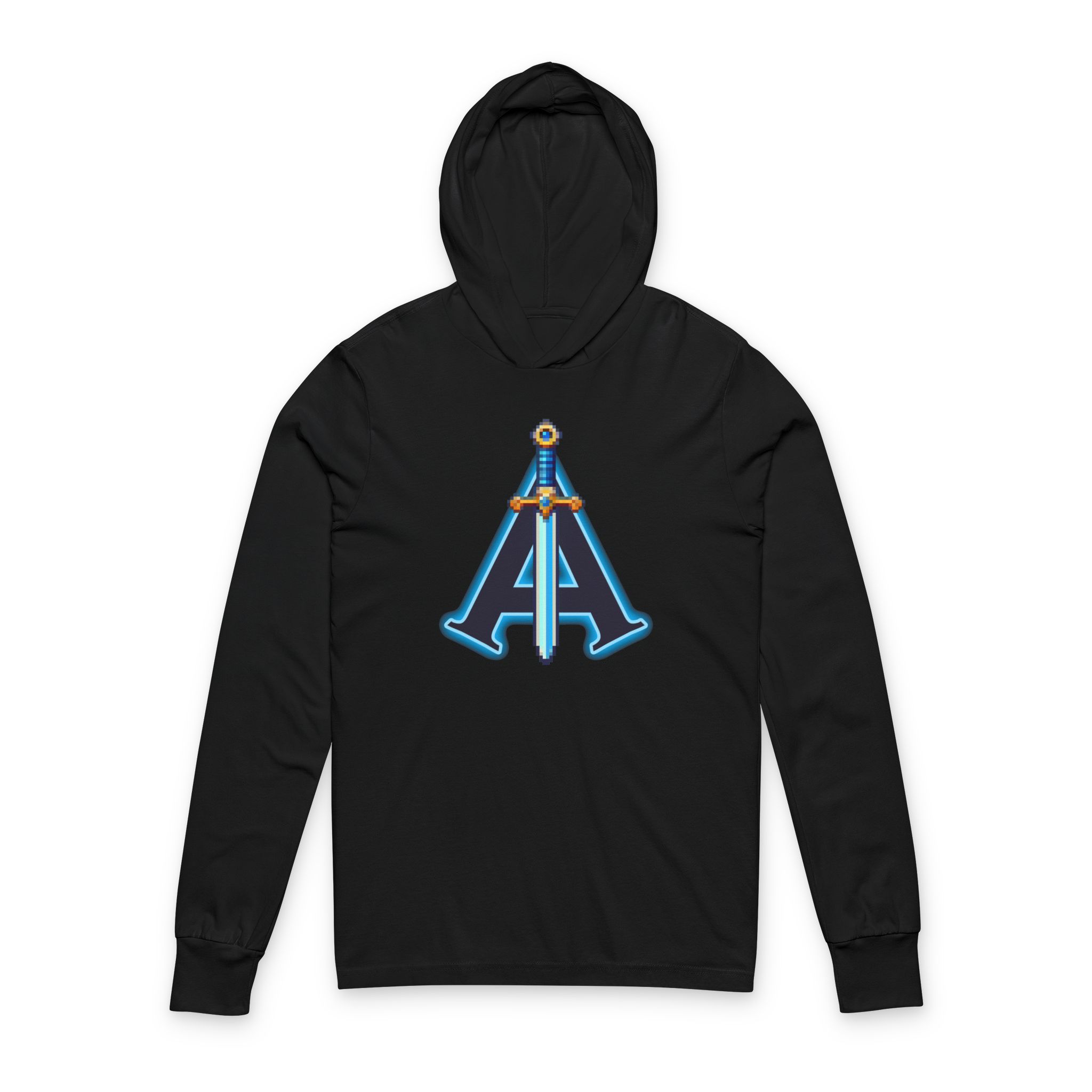 Arcade Abyssal Pixel Sword Hooded Long Sleeve Tee - Image 5