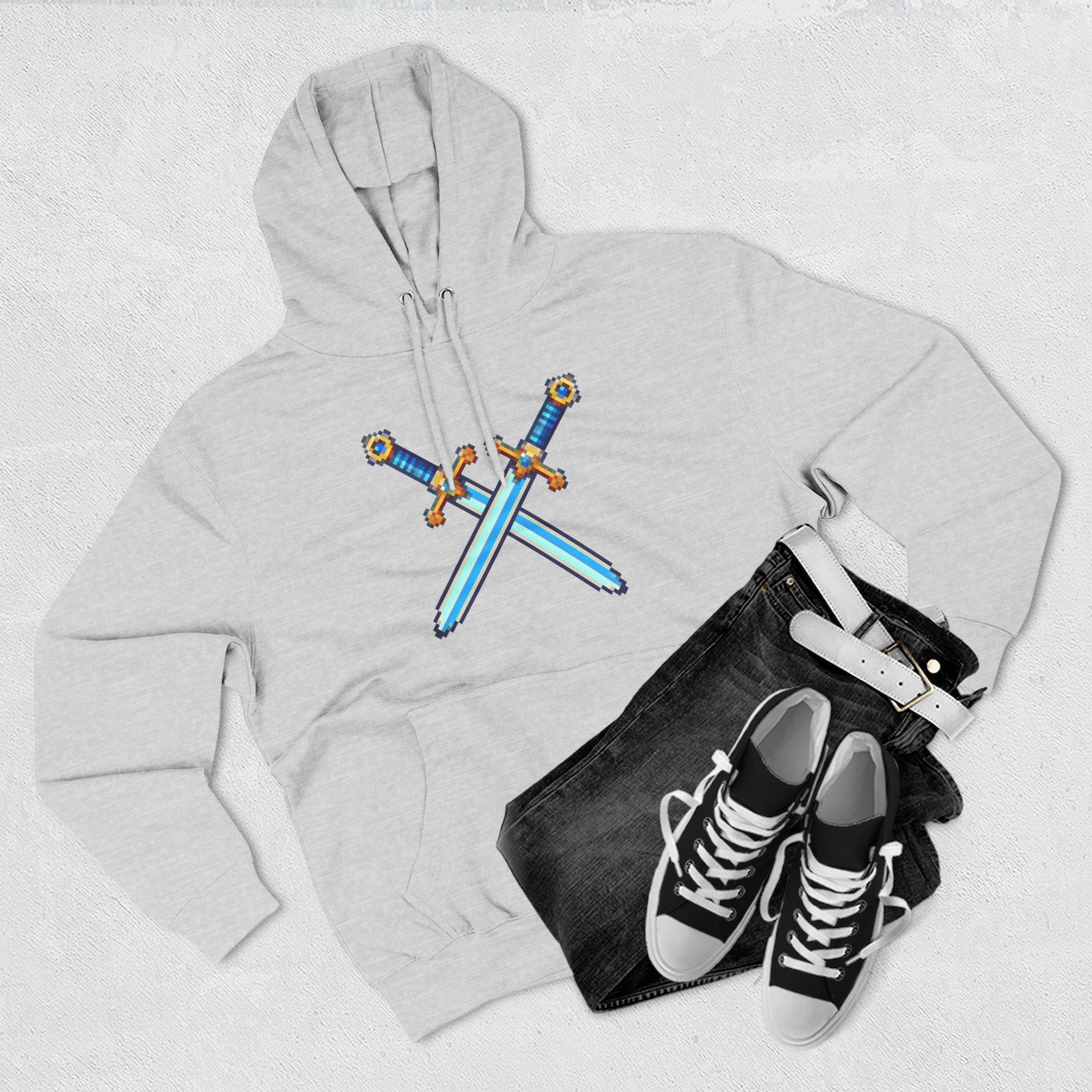 Pixel Sword Cross Hoodie — Retro Gaming Gamer Sweatshirt - Image 11